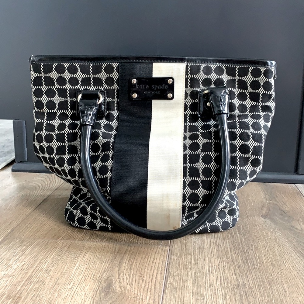 Kate Spade Handbag Black and White Fabric